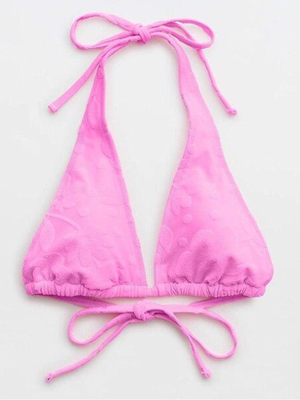 Aerie Pink Terry Floral Halter Triangle Bikini Top